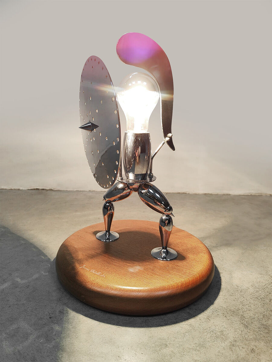 Vintage unique Italian metal figure table lamp