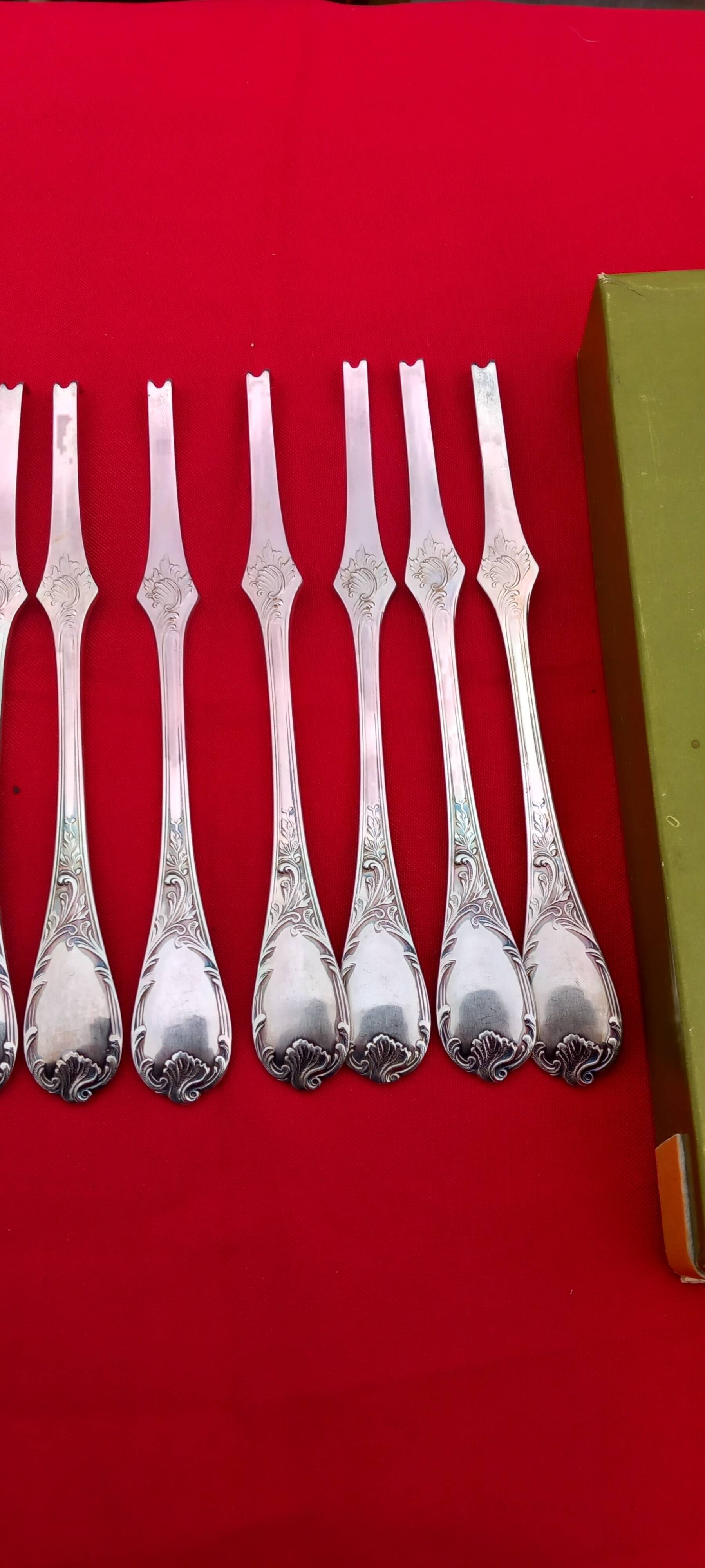 Christofle 12 lobster curettes - marly model - silver metal