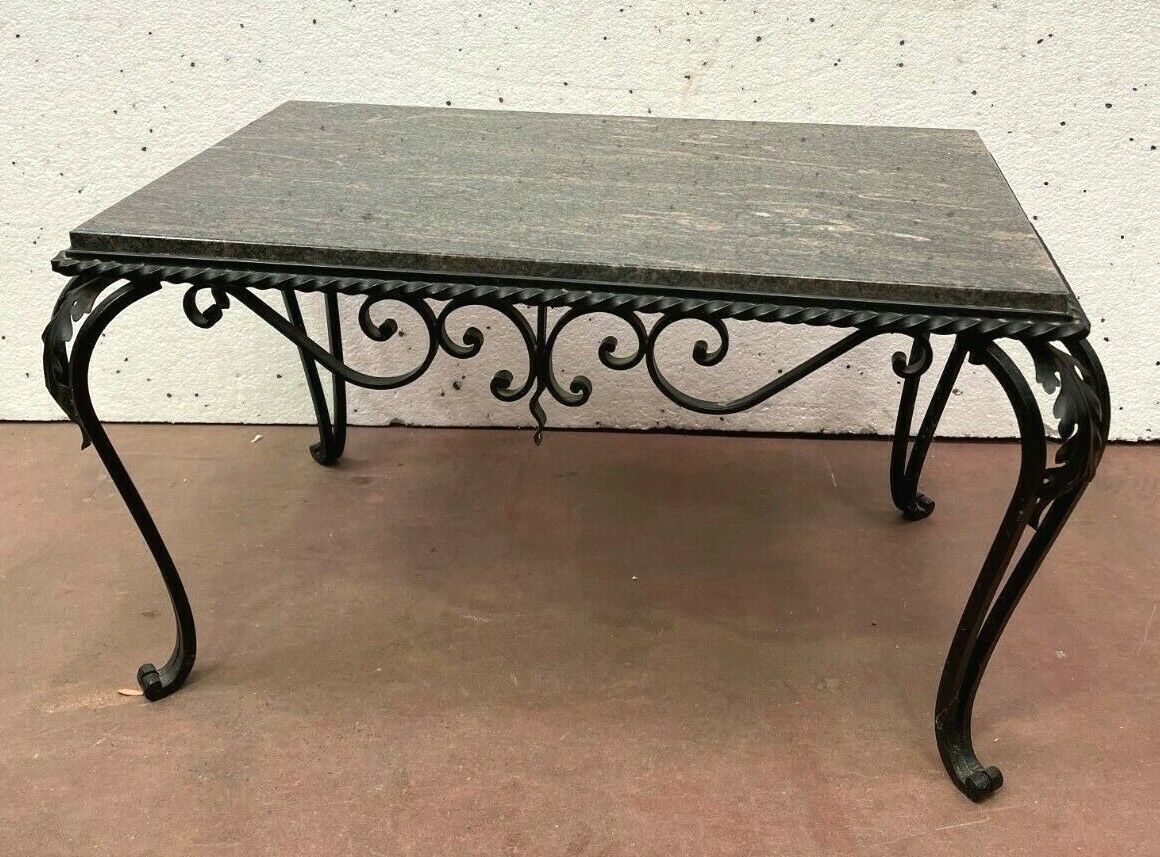 Coffee table in wrought iron and marble XX century
