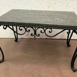 Table basse en fer forgé et marbre XX siècle