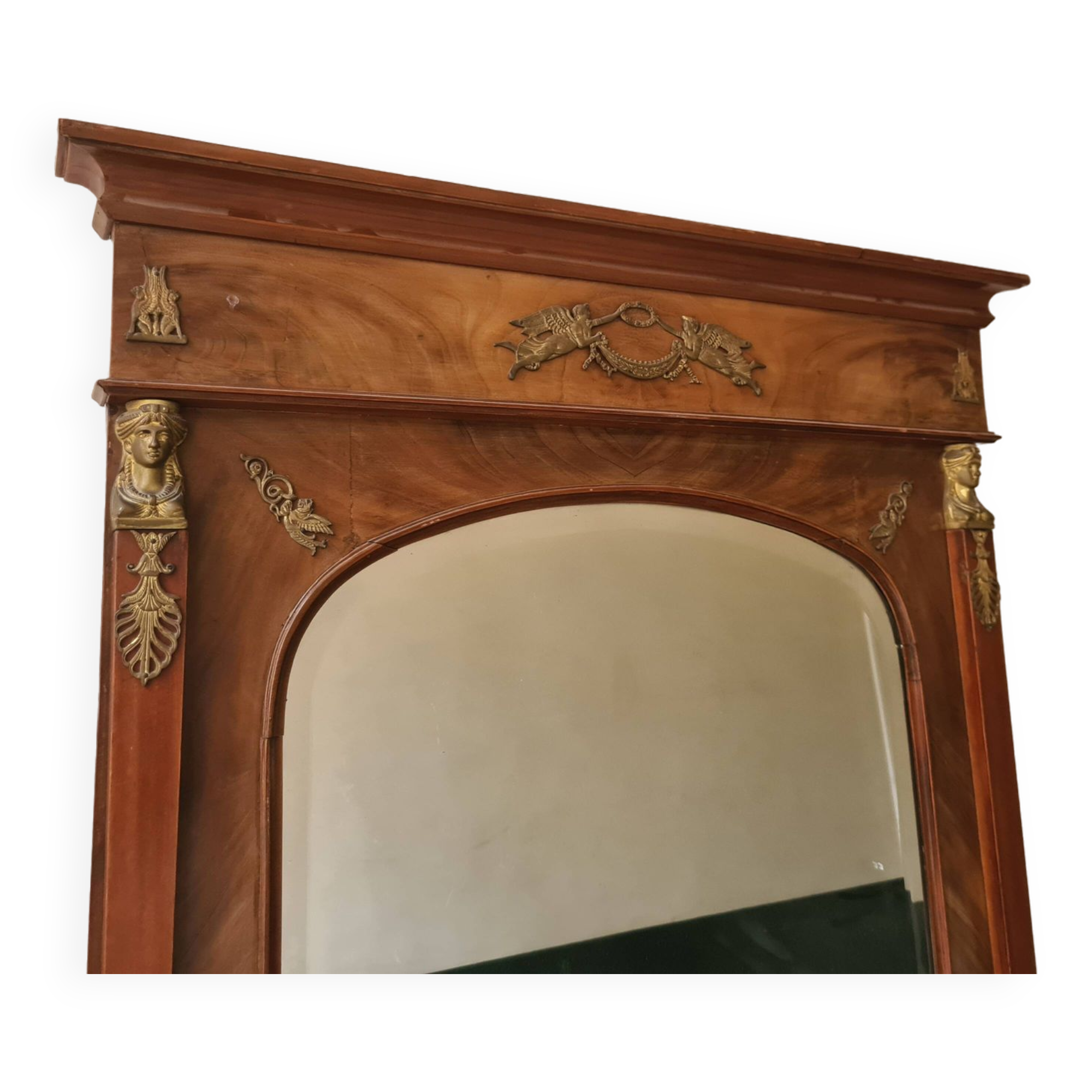 19th century Rmpire style mahogany trumeau mirror