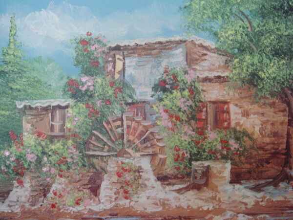 Tableau signé, moulin