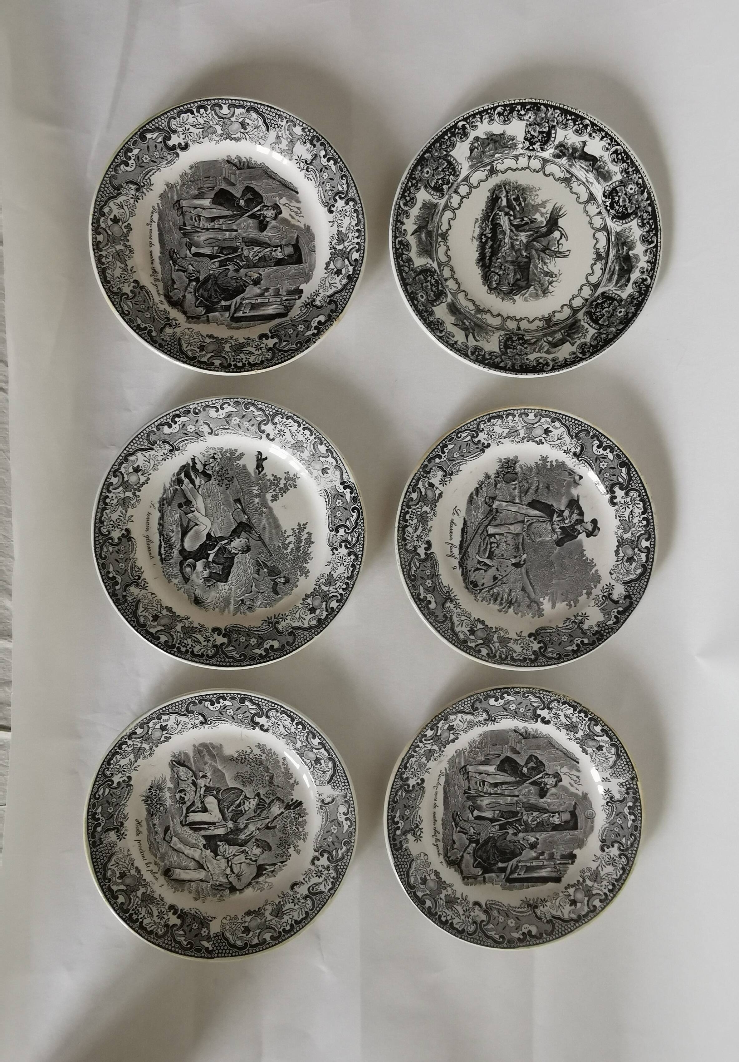 Lot de 6 assiettes en faïence Longwy Huart & Nothomb
