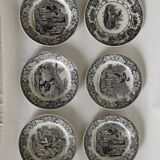 Set of 6 Longwy Huart & Nothomb earthenware plates