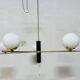 Lampadario con sfere opaline bianche, anni '60