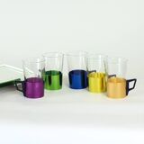 Set Of Colorful Drinking Glasses With A Tray, Czechoslovakia 1960s