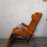 Deckchair Lama chrome vintage fabric