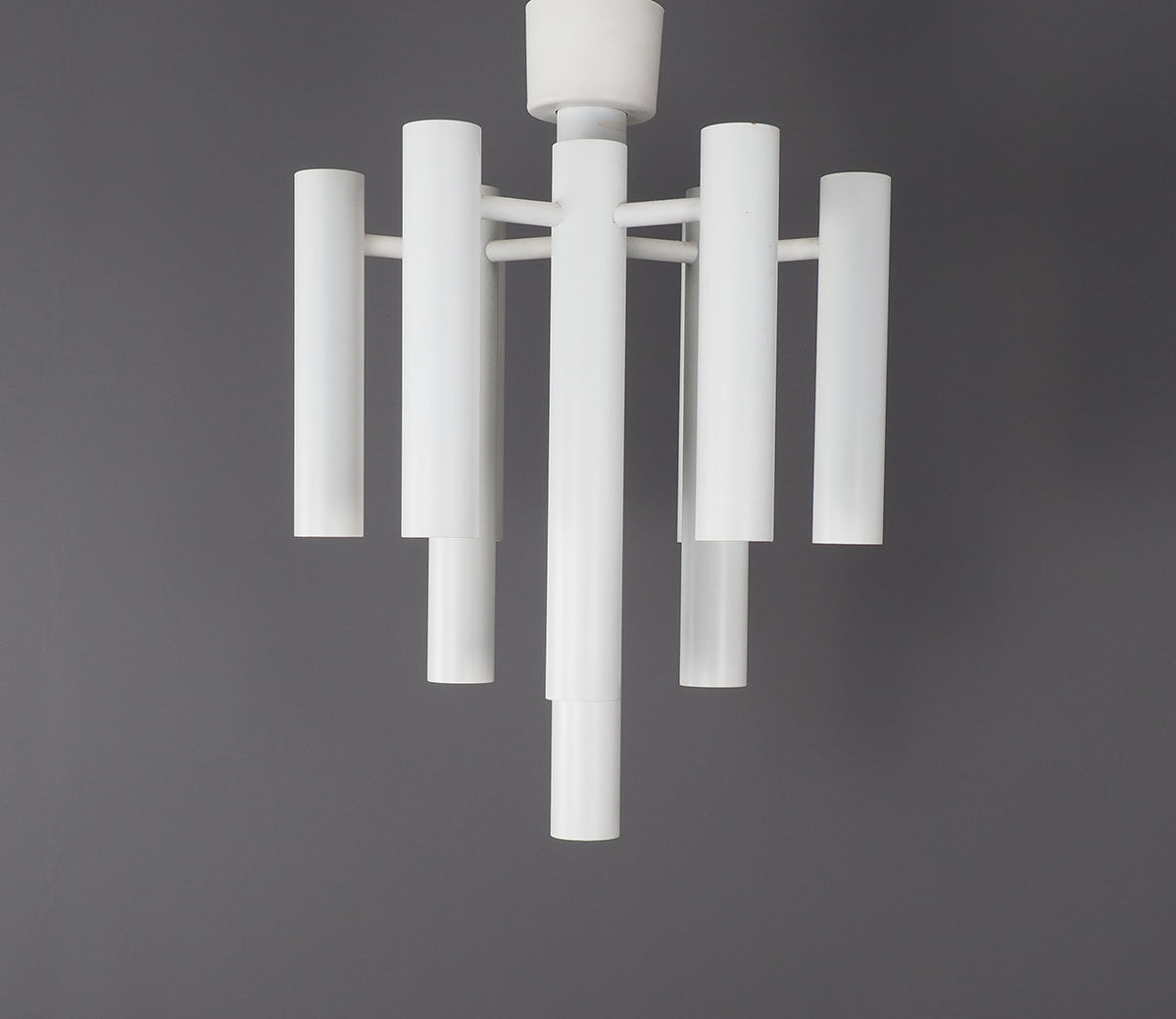 Plafonnier en métal blanc par Temde, années 1970