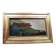 Old oil painting on cardboard mountain landscape late 19th century