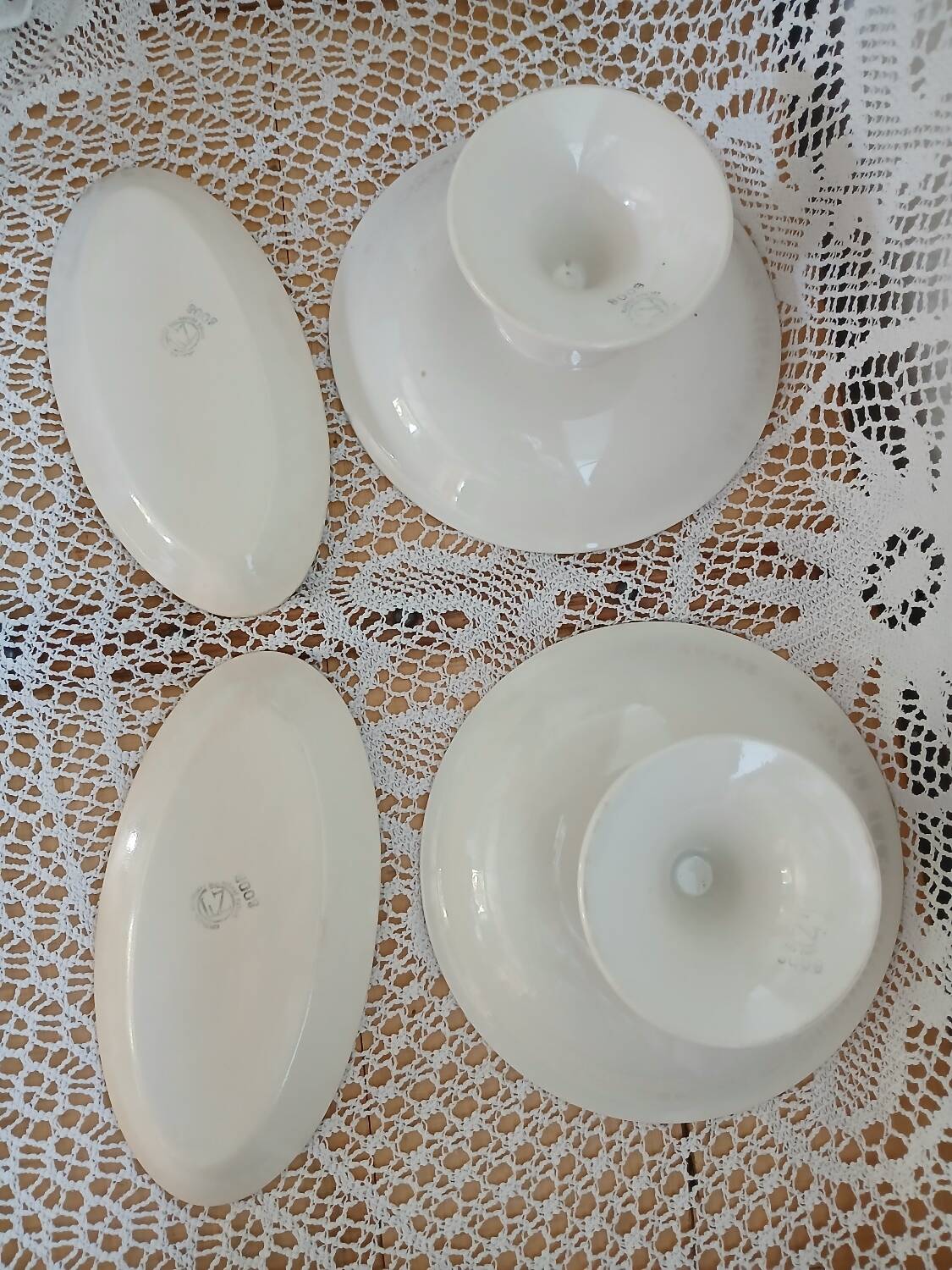 Set of antique Scottish tile dishes