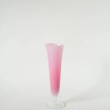 Small opaline vase, candy pink with opalescent feet, 1960.