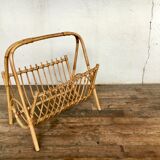 Vintage vinyl magazine door in rattan and bamboo 1950