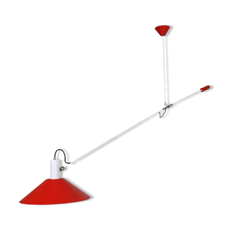 J.J.J. Hoogervorst Red Counter Balance Ceiling Lamp by Anvia Holland, 1950