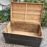 Antique wood trunk, large tool ches