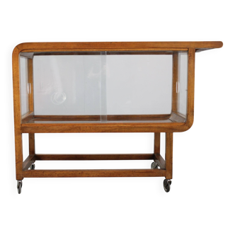 Desserte Art déco en noyer des années 1930, Tchécoslovaquie