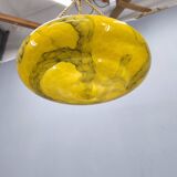 Art Deco Pendant Light, Marbled Glass and Brass, 1930s