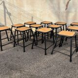 Set of 12 black industrial stools