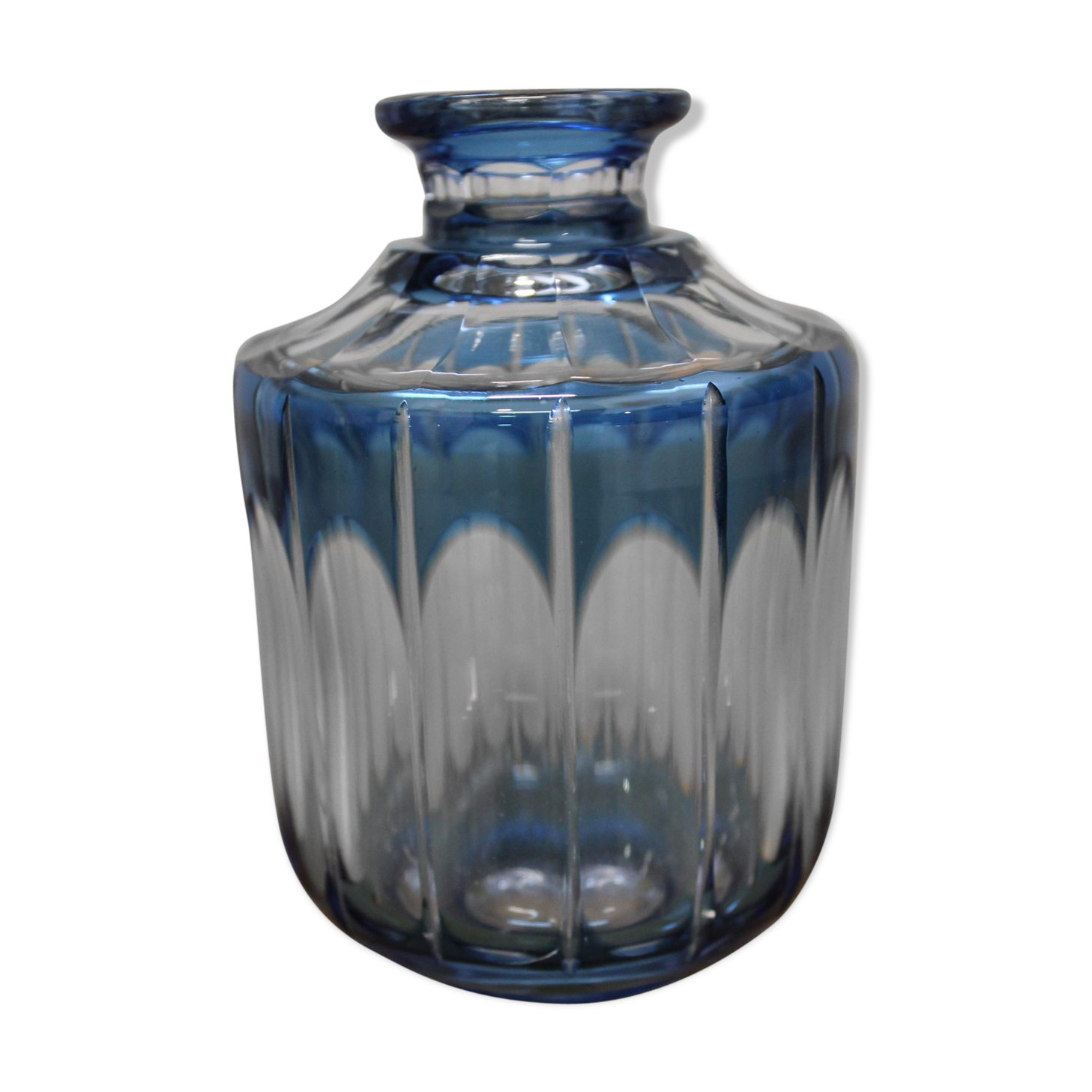 Val Saint-Lambert crystal blue flask