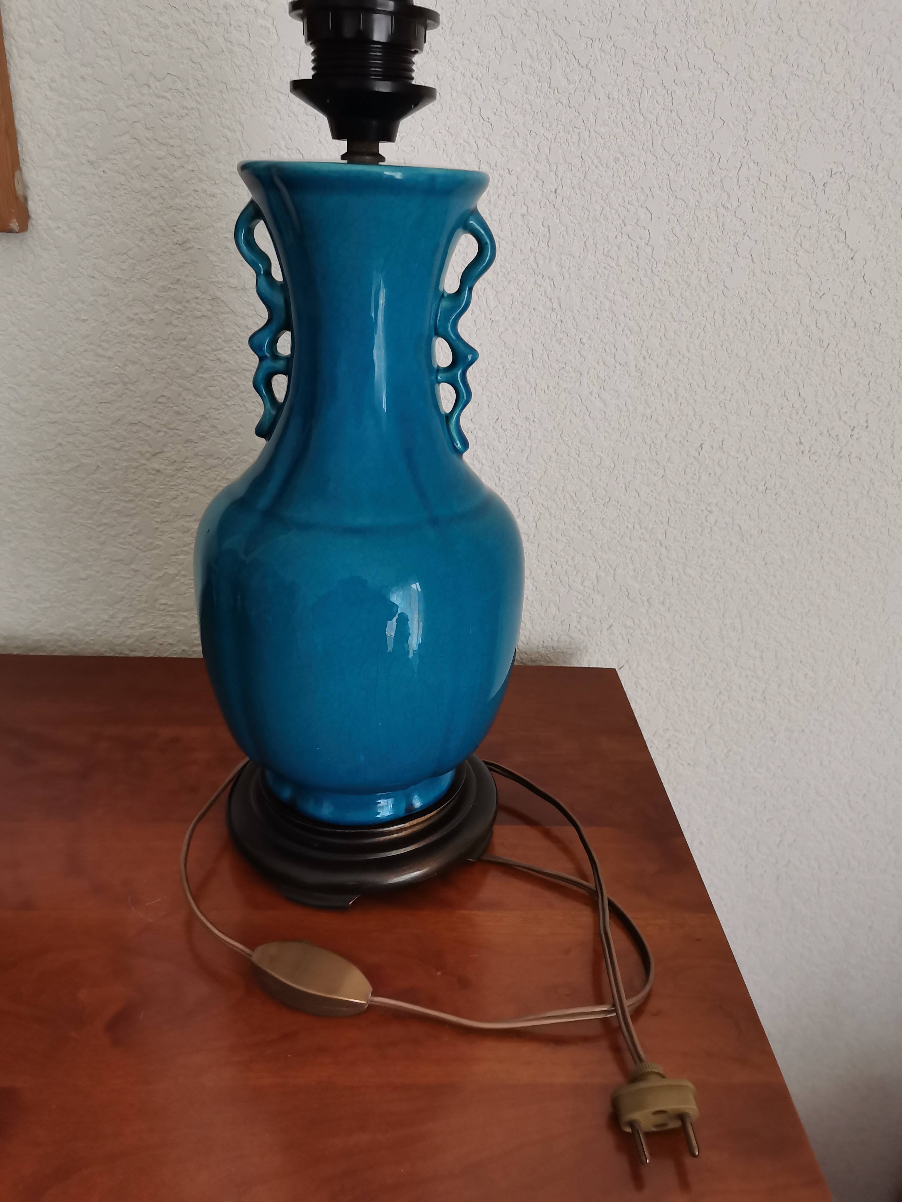 Blue ceramic lamp base
