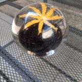 Sulfide-paper press made of glass, black & yellow, star décor.