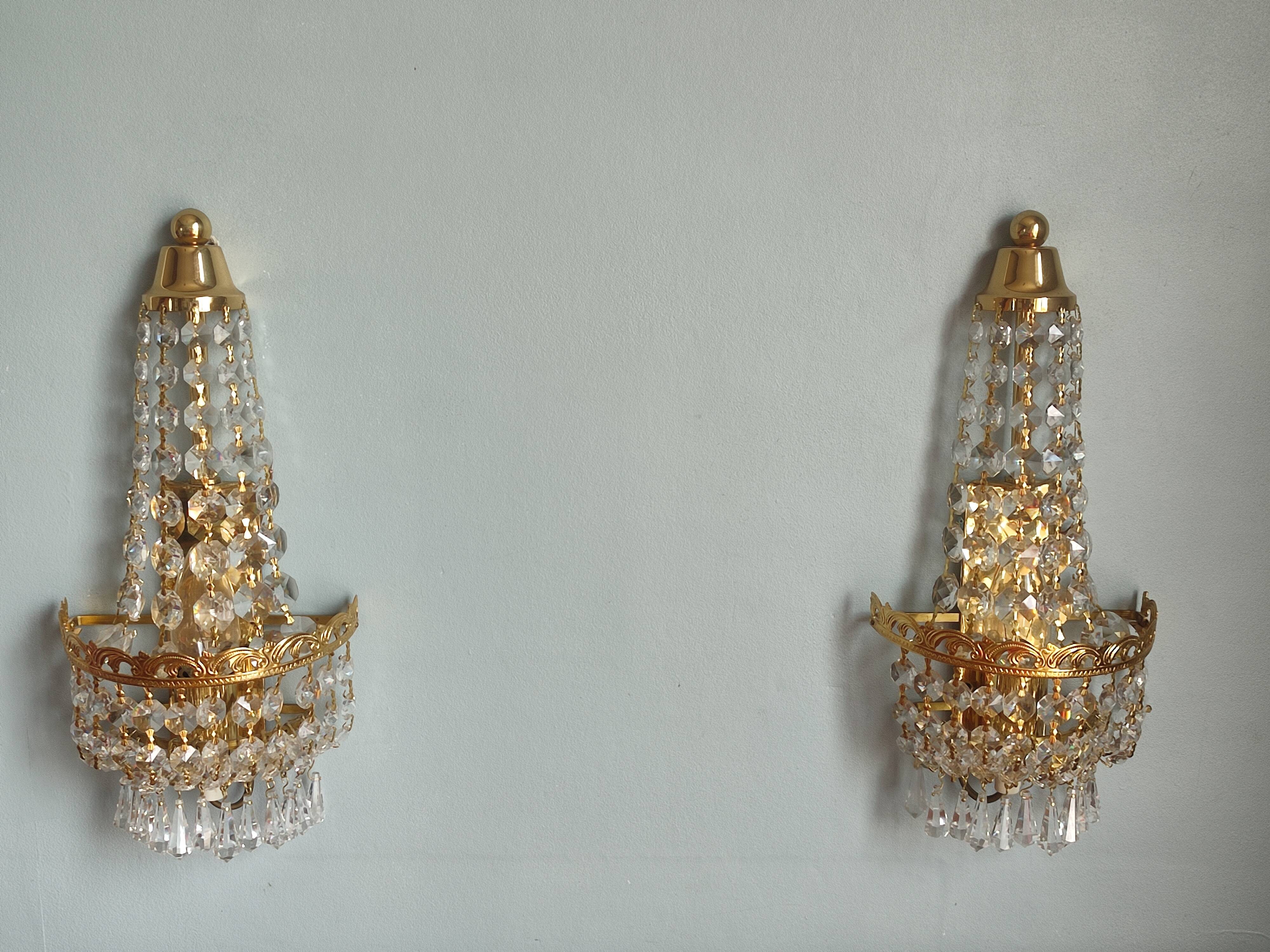 Pair of vintage Presiosa crystal wall lights