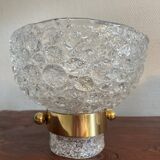Kaiser wall lights in ice glass and brass, Germany 1960s