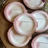 Set of 6 vintage plates in the shape of pink and gray fish - Nidervillier