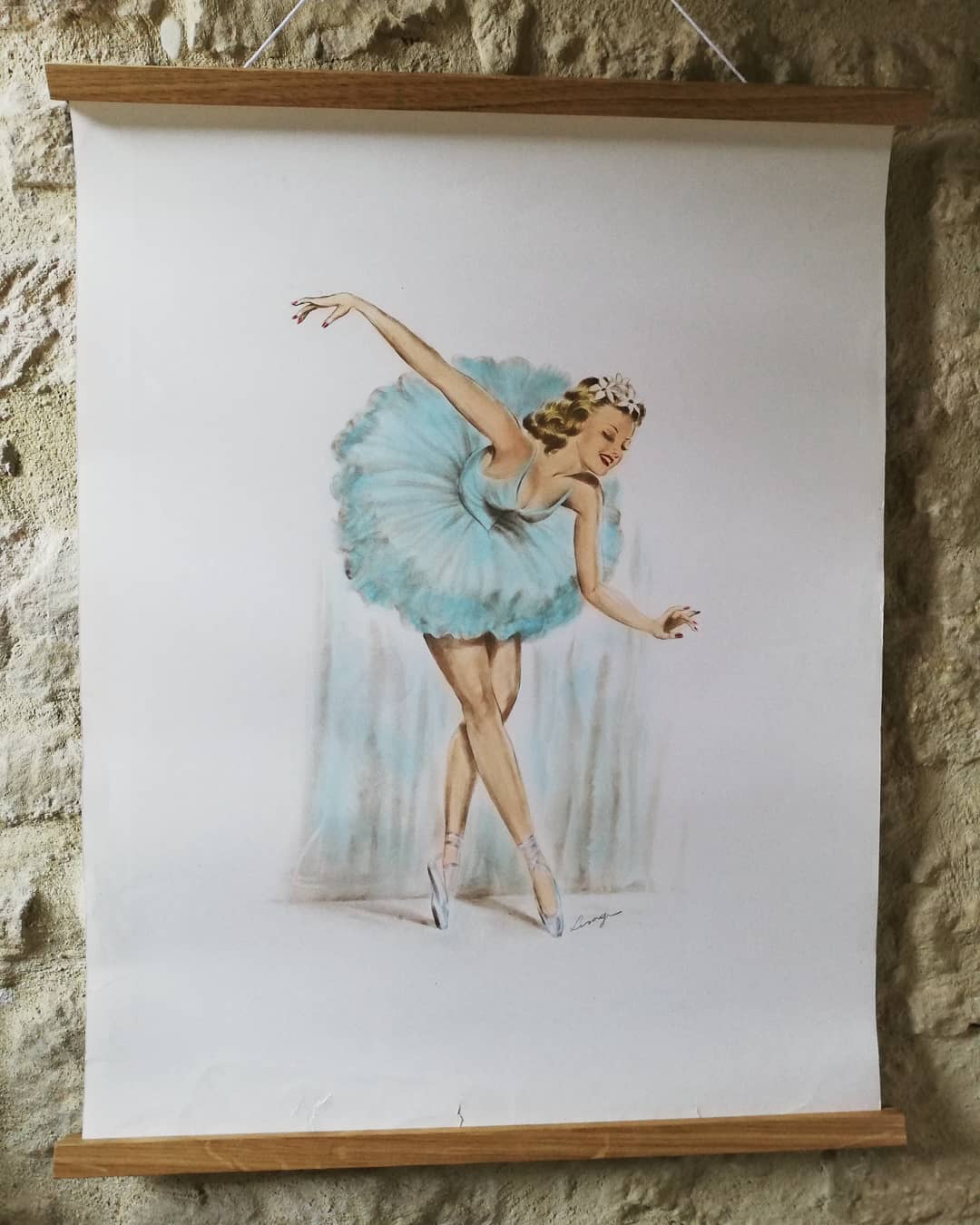 1950s watercolor lithograph by Lesage