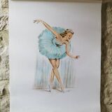 1950s watercolor lithograph by Lesage