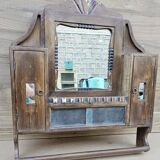 Art Deco Burmese Teak Barber Shelf Mirror