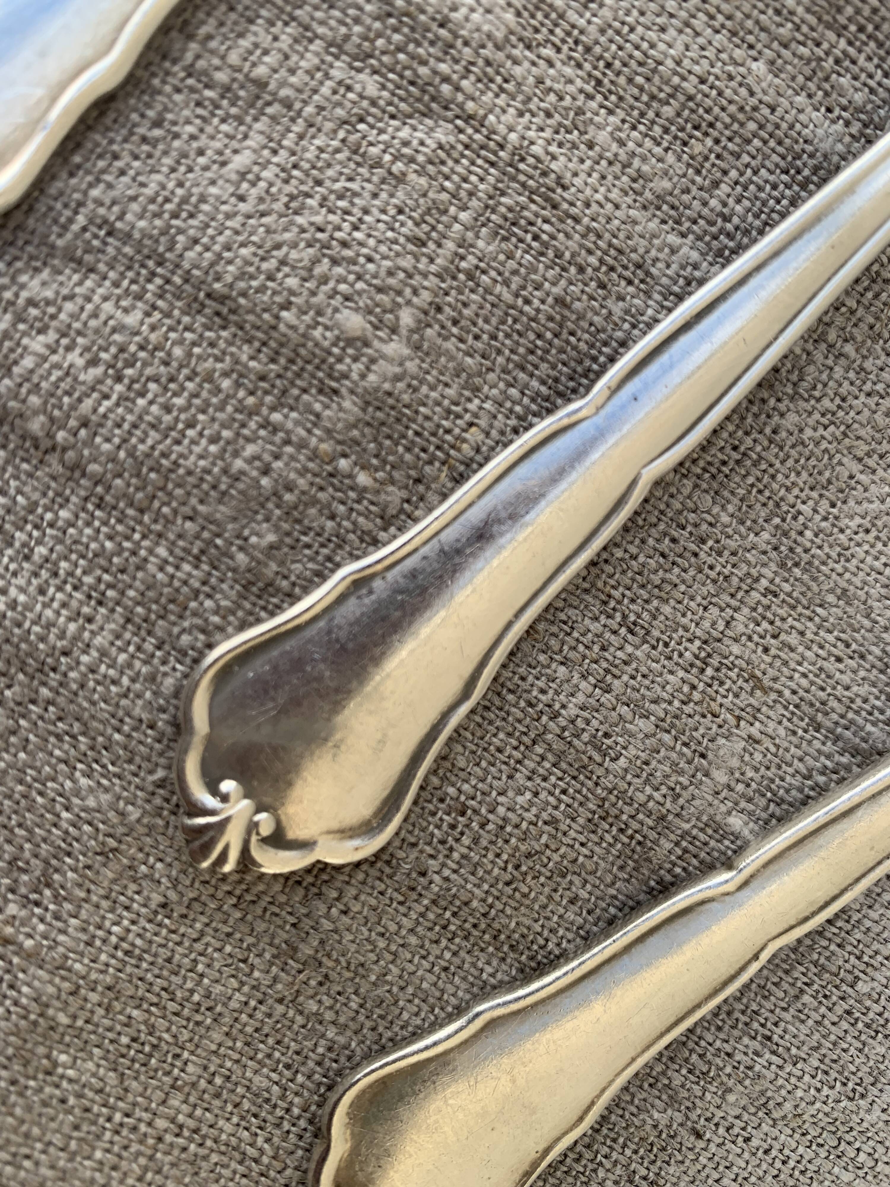 6 spoons in silver metal Hamfa 90 has antique shell pattern