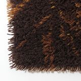 Rya Scandinavian carpet in virgin wool with orange and maroon motifs