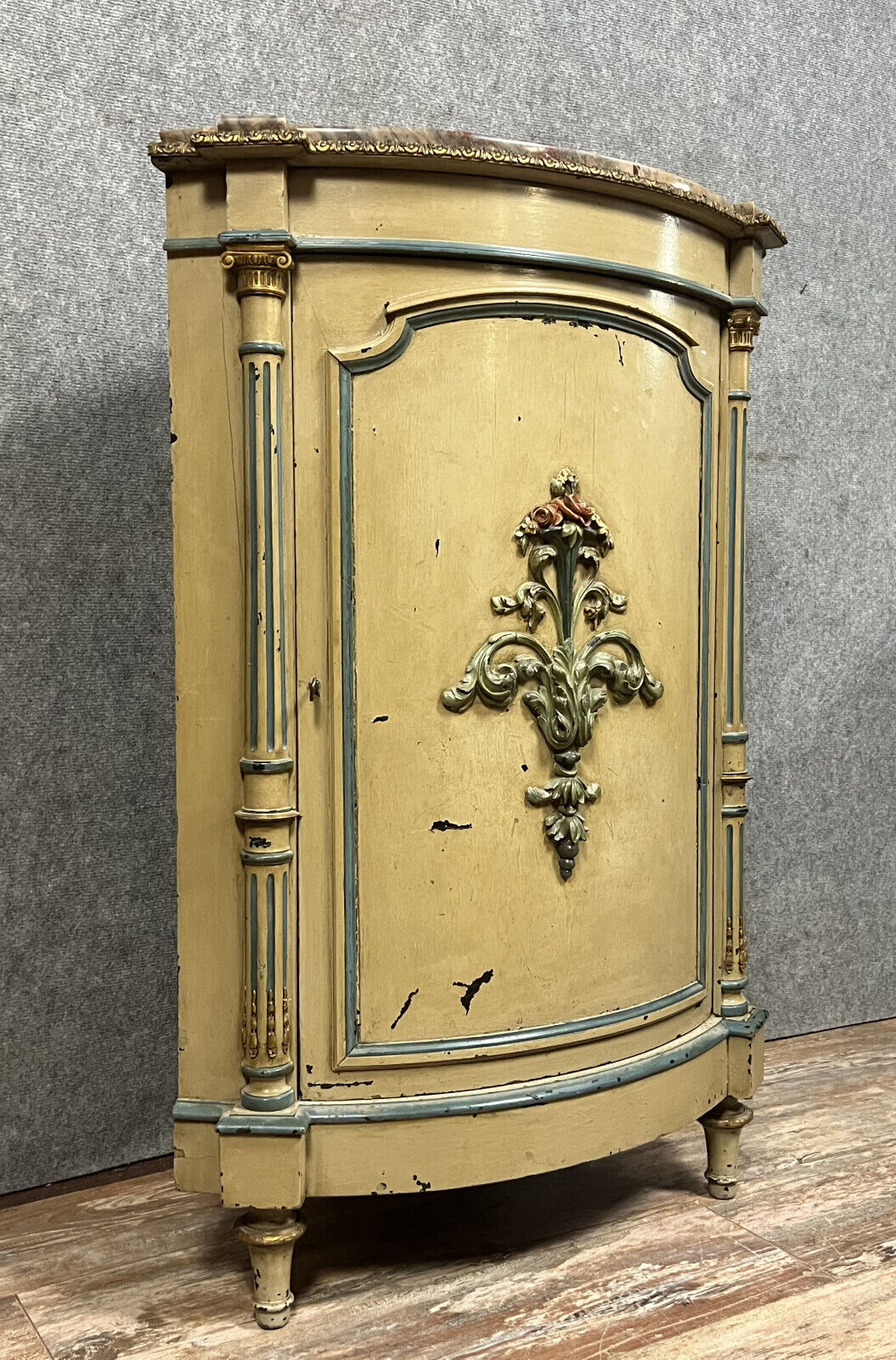 Louis XVI style curved neckline in lacquered and gilded wood circa 1850
