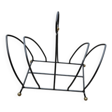 Vintage 1980s metal magazine rack