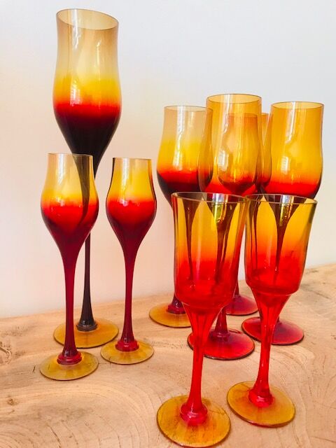 Set of 2 handmade glasses by artist Professor Zbigniew Horbowy