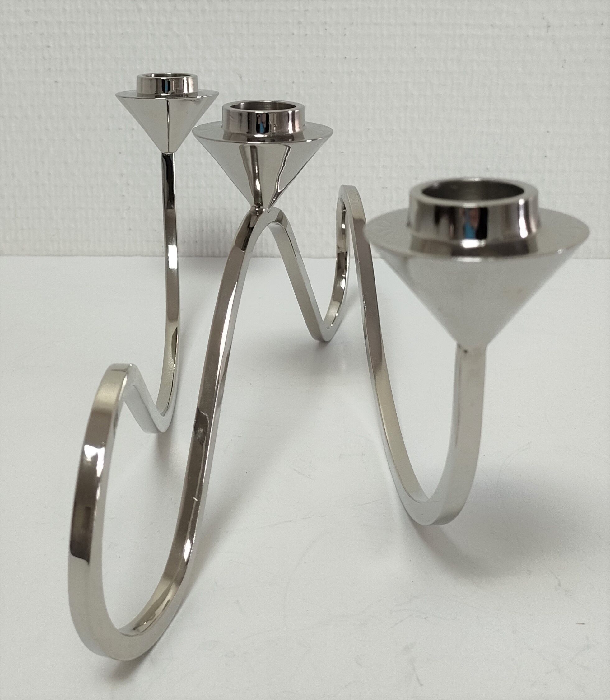 Candle holder brass chrome contemporary design