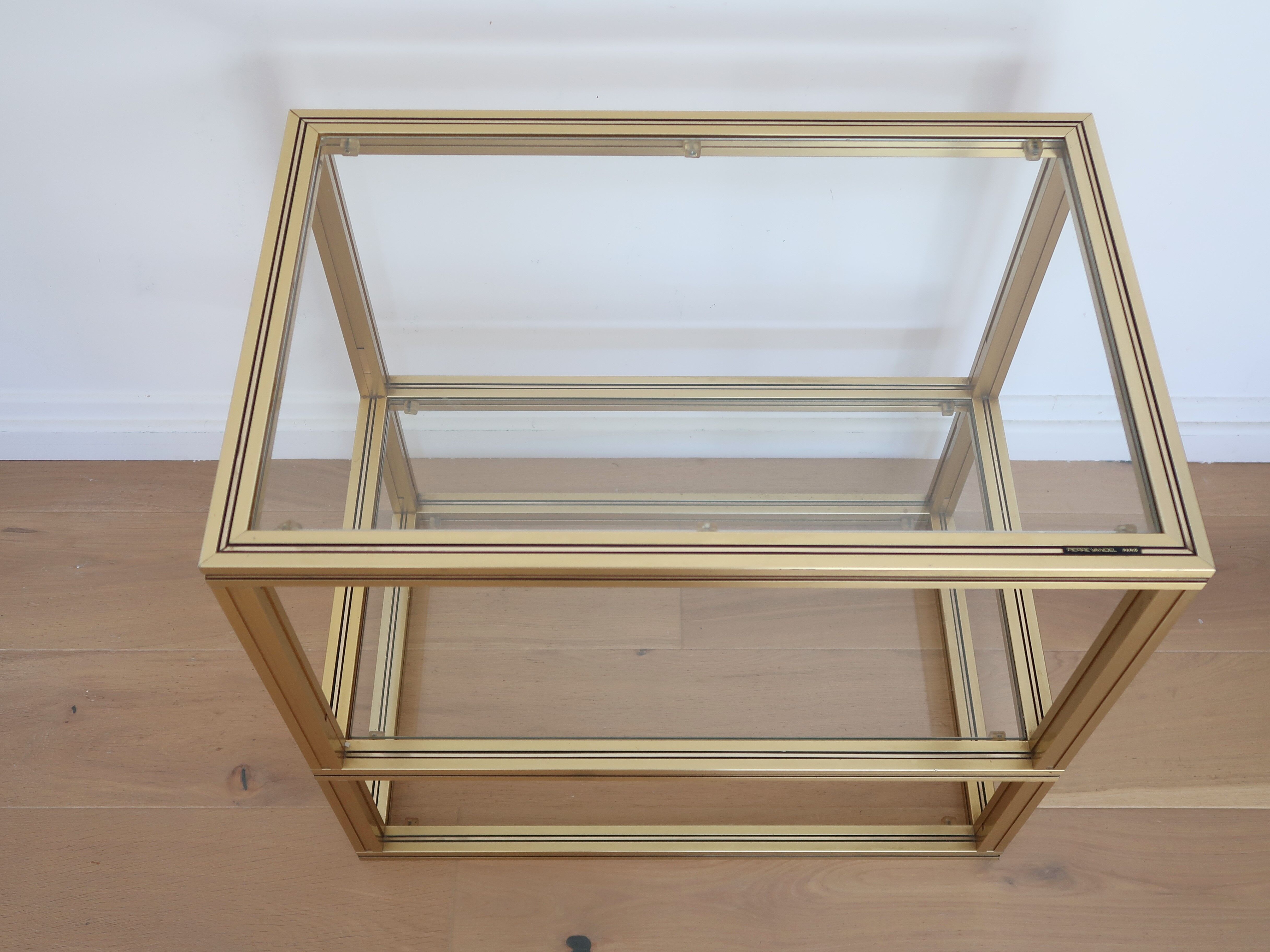 Bookcase shelf Pierre Vandel Paris gilded brass