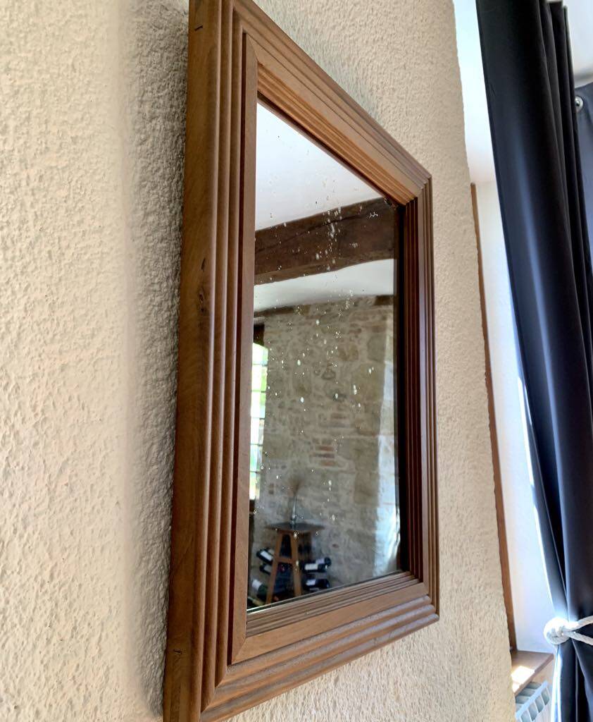 Antique mirror with solid wood frame