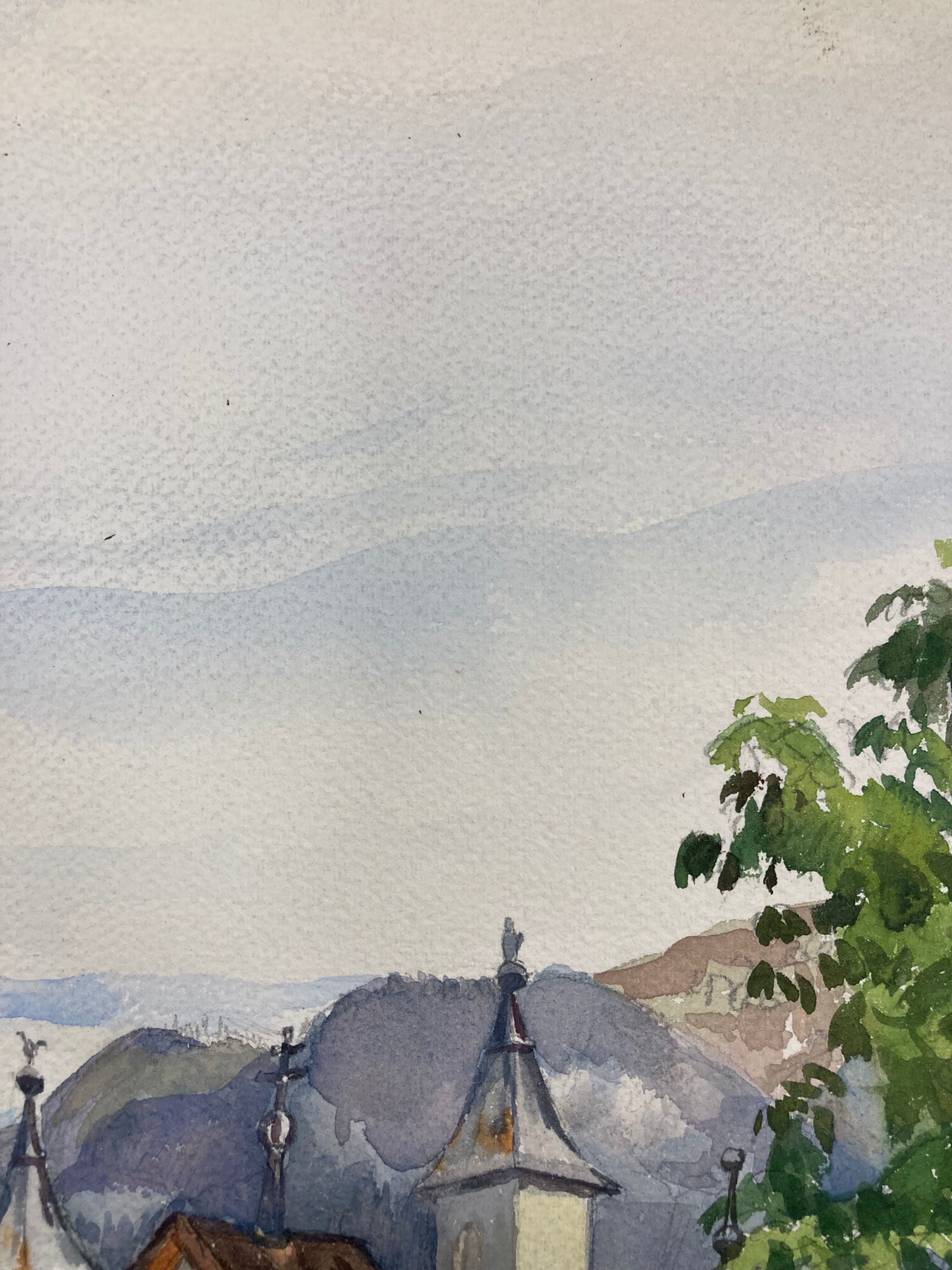 Vintage mountain watercolor