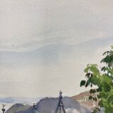 Aquarelle de montagne vintage