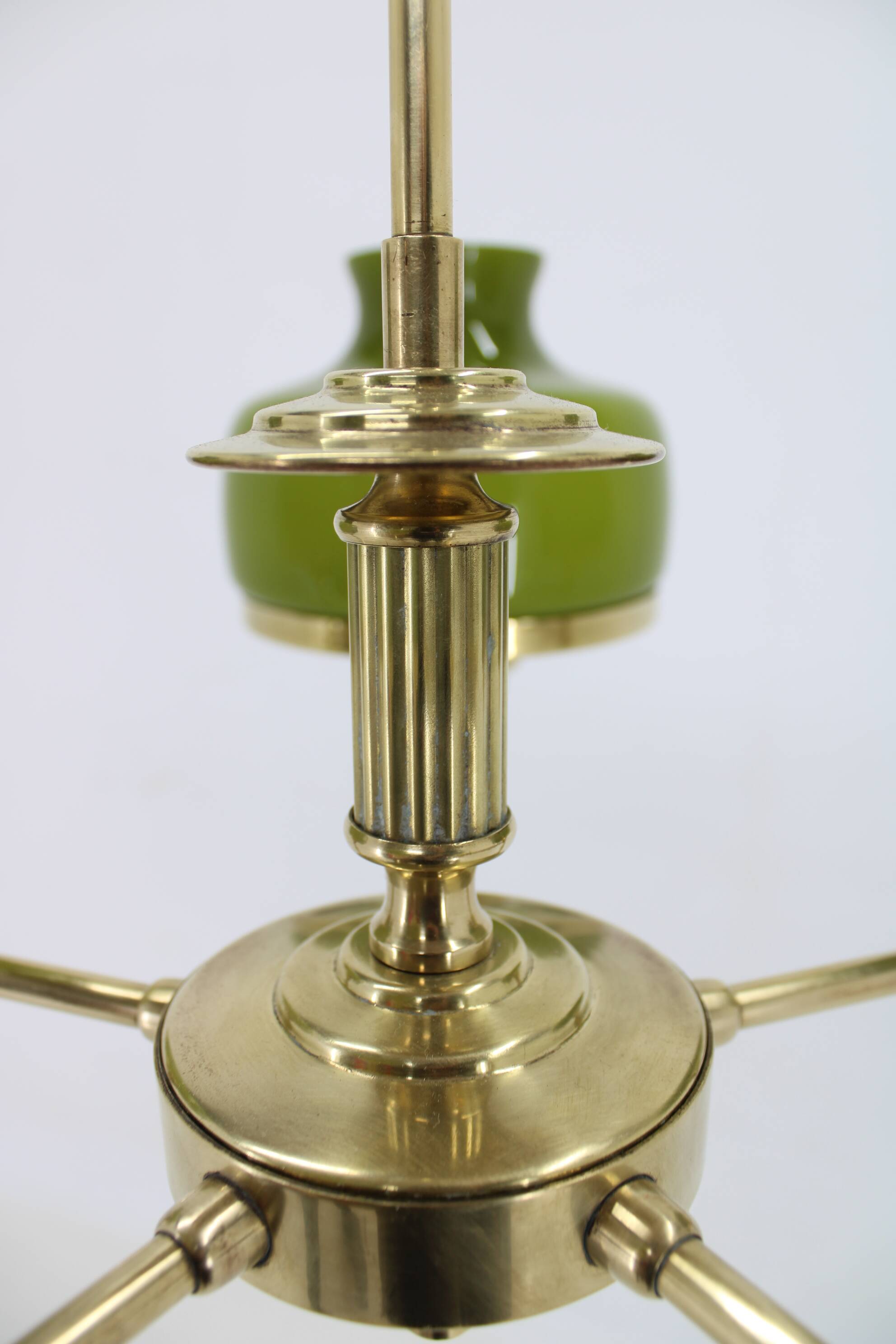 Lustre en verre et laiton des années 1980, Danemark
