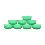 8 tempered glass dessert cups - emerald green colours - Arcoroc France - vintage 60s