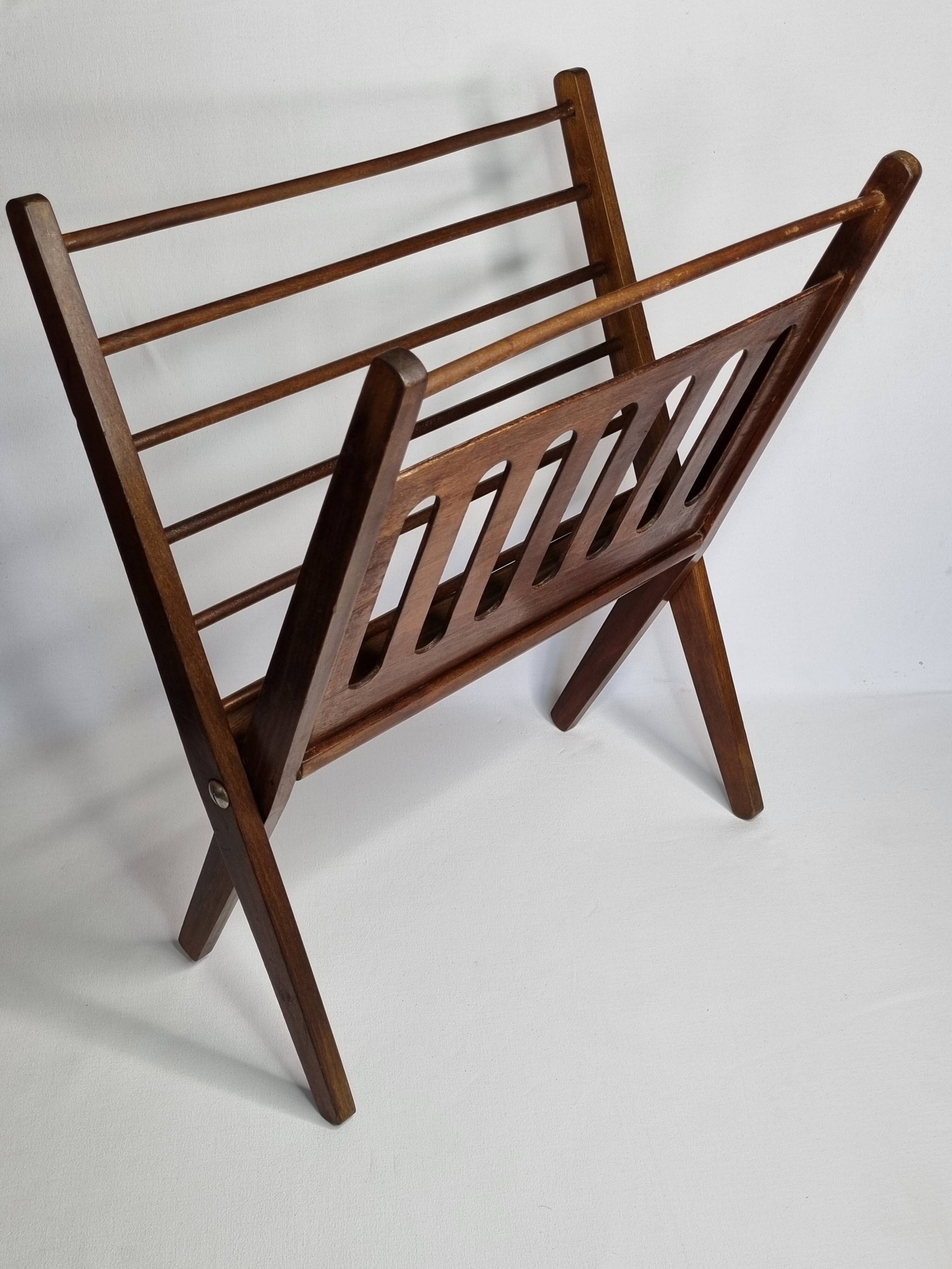 Folding teak magazine rack by Cees Braakman
