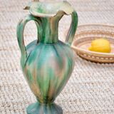 Mint green glazed ceramic amphora vase