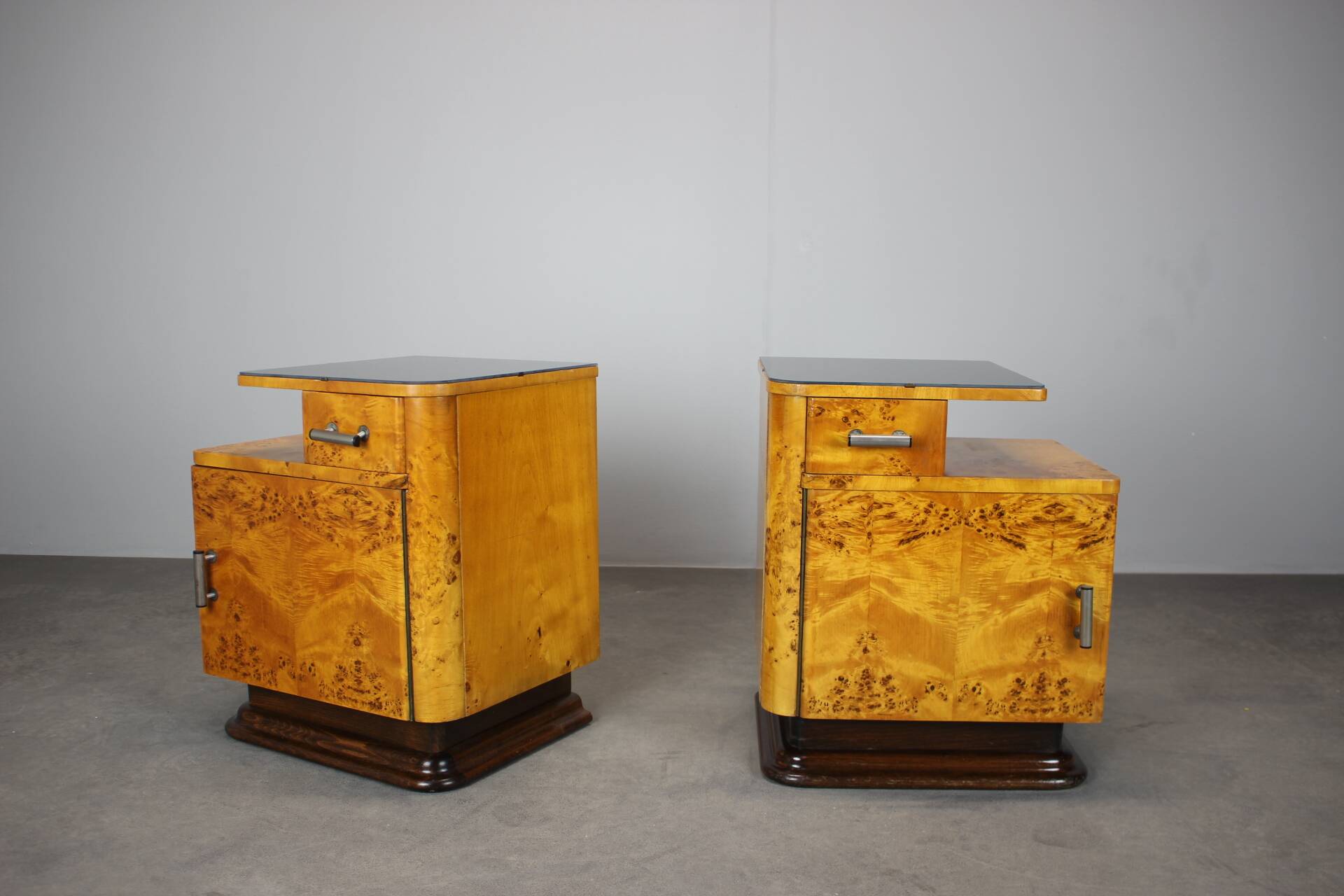 Pair of bedside tables mid-century by Jindřich Halabala, Czechoslovakia, 1950s