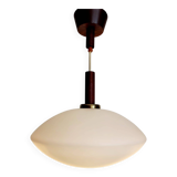 Lampe à suspension vintage en glaçure opaline, Scandinavische stijl, teck, jaren 60