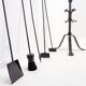 Set d'outils pour cheminée en fer forgé martelé : H 127cm