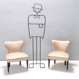 Paire de fauteuils cocktails vintage en satin beige, 1950
