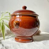 Soupière vintage en grès émaillé marron soupe à l'oignon