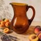 Blown glass pitcher with bubbles from Biot – amber colour